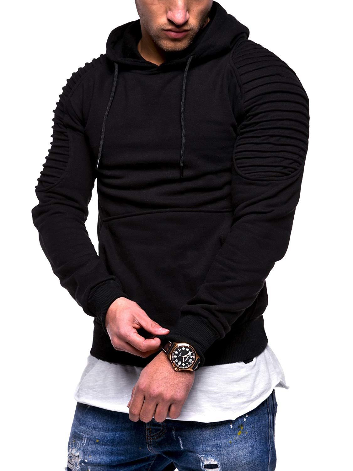 Men's Hoodie Striped Pleated Raglan Sleeve Hoodie - Image 7