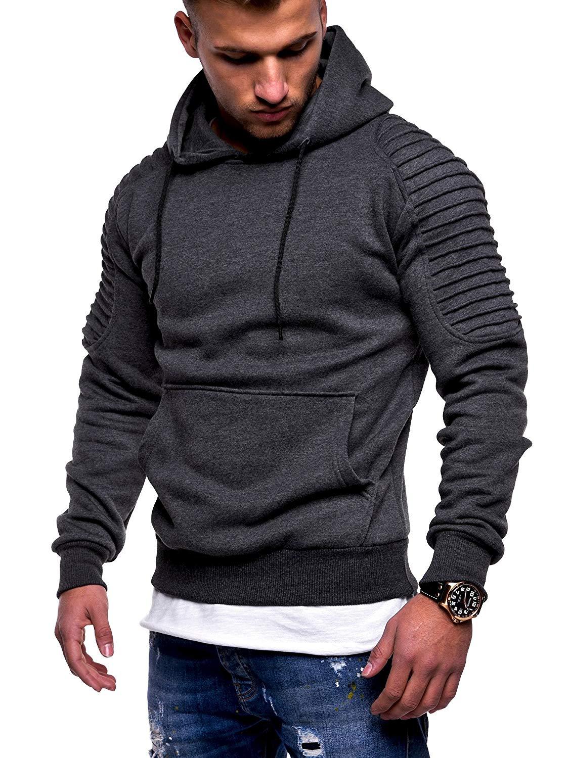 Men's Hoodie Striped Pleated Raglan Sleeve Hoodie - Image 5