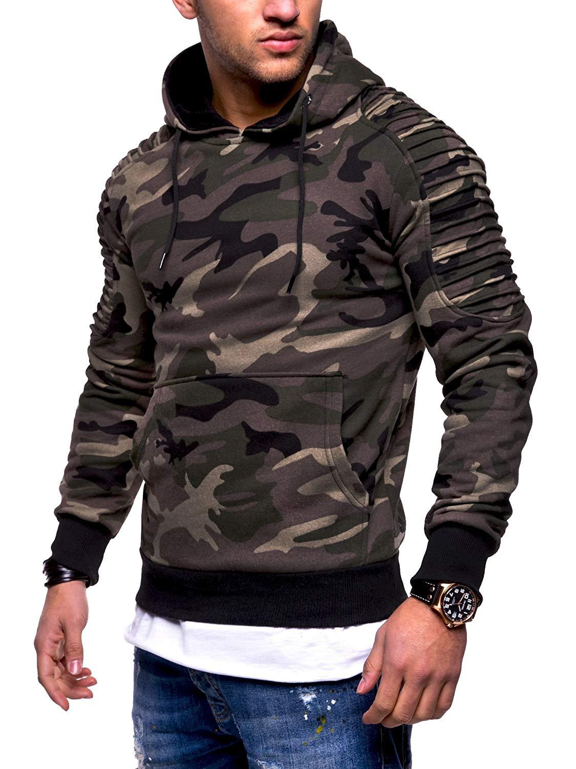 Men's Hoodie Striped Pleated Raglan Sleeve Hoodie - Image 6